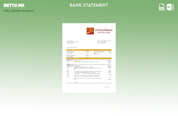 модерен стил Доминика CIBC First Caribbean International шаблон за извод од банк